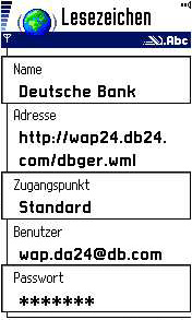 Einstellungen für das Lesezeichen